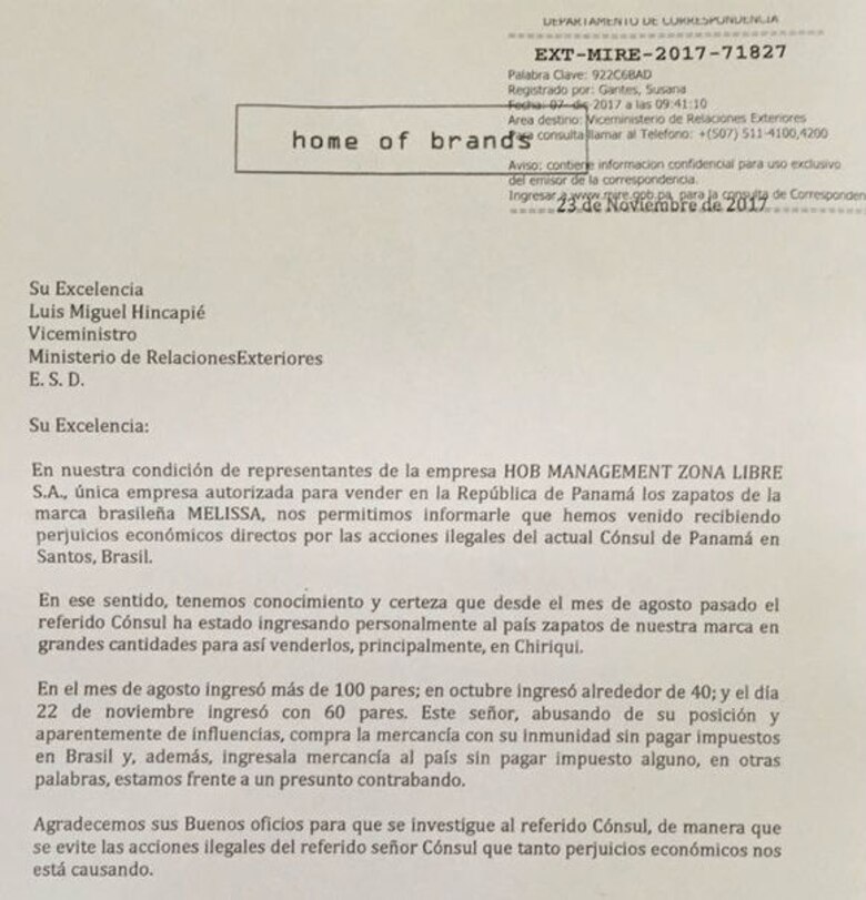Cancillería investiga denuncia contra cónsul de Panamá en Santos, Brasil