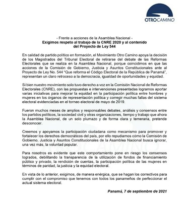 Varela advierte de un retroceso en material electoral; Otro Camino dice que se pone en riesgo los consensos logrados
