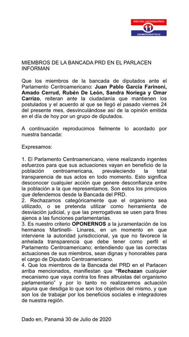 La bancada de Panamá en el Parlacen aprueba resolución que beneficiaría a los Martinelli Linares