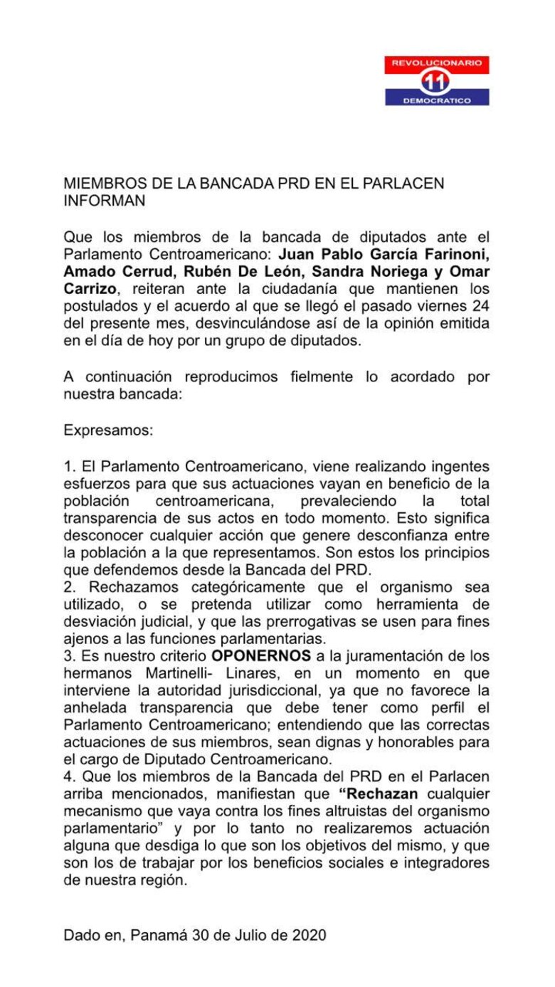 La bancada de Panamá en el Parlacen aprueba resolución que beneficiaría a los Martinelli Linares