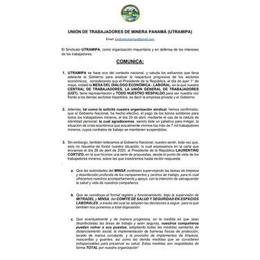Trabajadores de minera piden al Minsa que continúe la supervisión de la limpieza de las áreas laborales