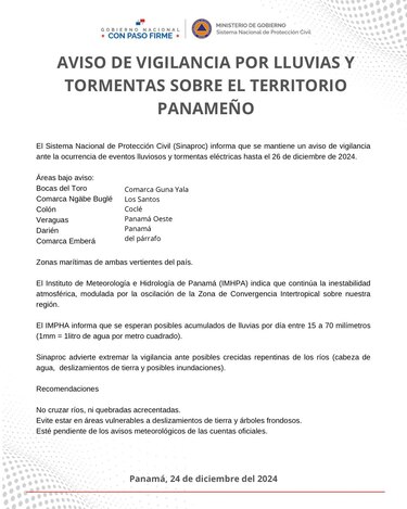 Autoridades emiten aviso de vigilancia por tormentas eléctricas en medio de la Navidad