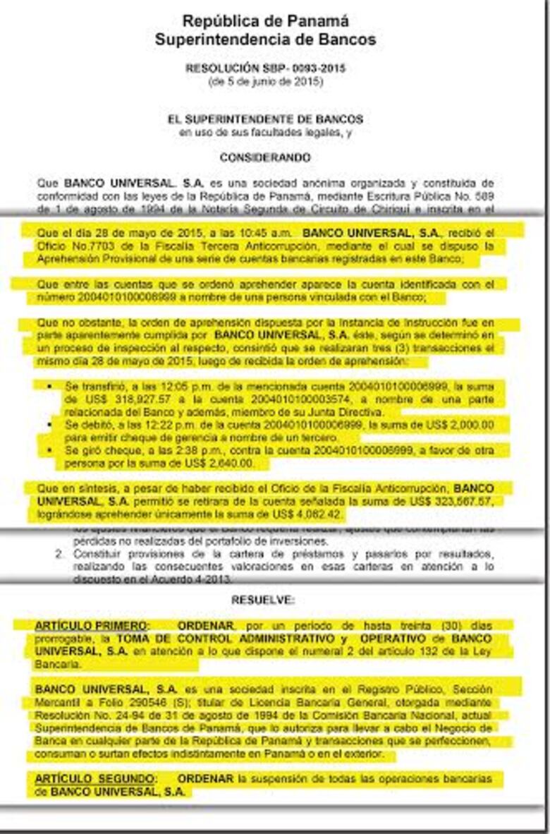 Banco Universal ignoró orden de la fiscalía