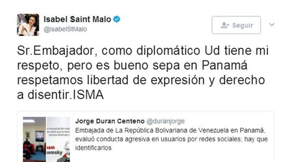 Desencuentro entre la vicepresidenta Isabel de Saint Malo de Alvarado y el embajador de Venezuela en Panamá