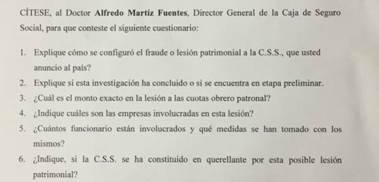 Diputados citan a Alfredo Martiz para que explique caso del fraude en la CSS