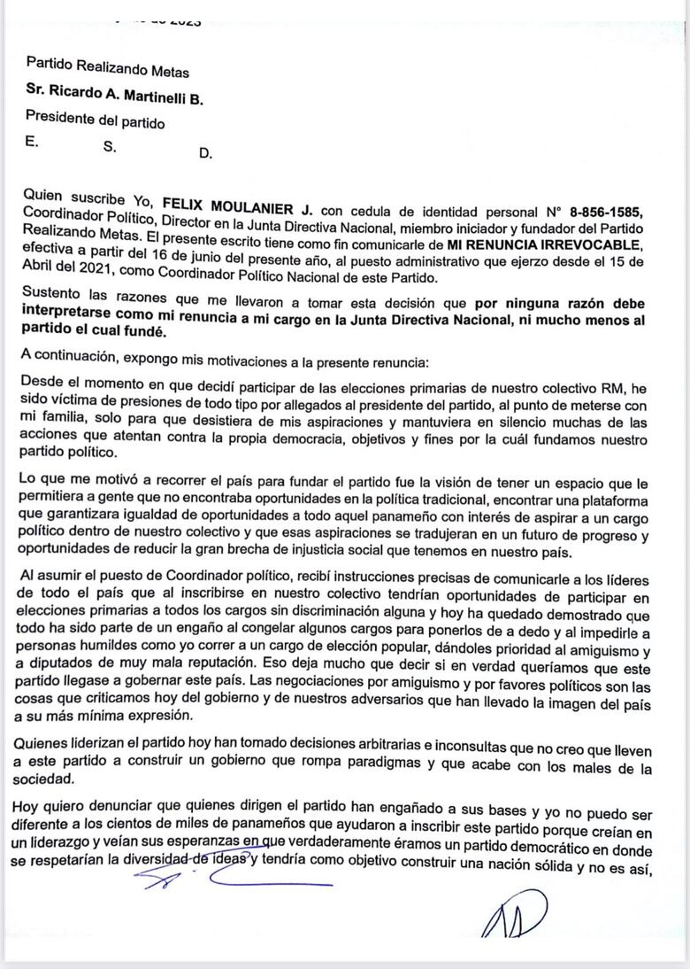 Moulanier advierte que con RM habrá una ‘dictadura’ y que la membresía es obligada a protestar en las calles