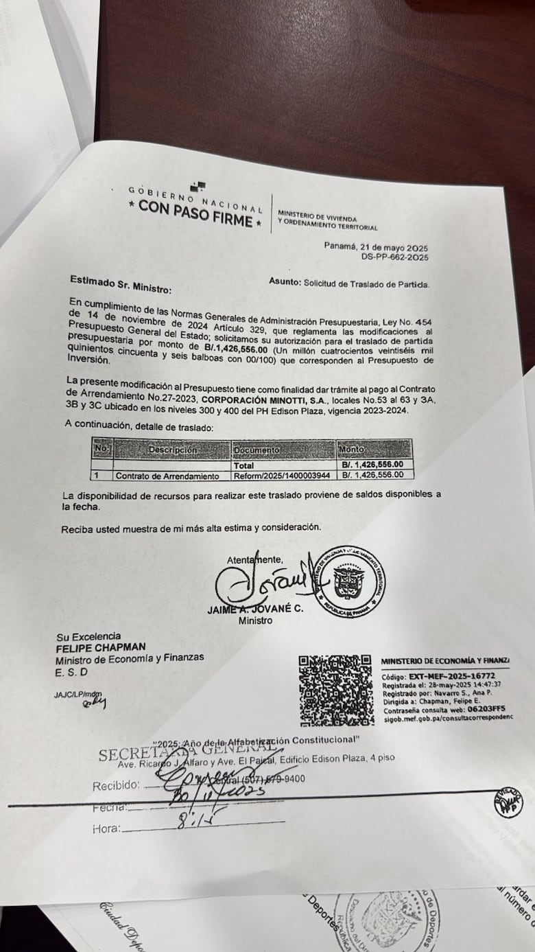 Suspenden traslado de fondos del subsidio de vivienda para alquiler de oficinas del Miviot en Plaza Edison