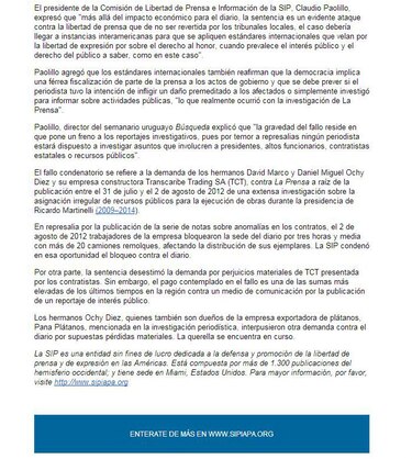 SIP condena fallo judicial contra La Prensa