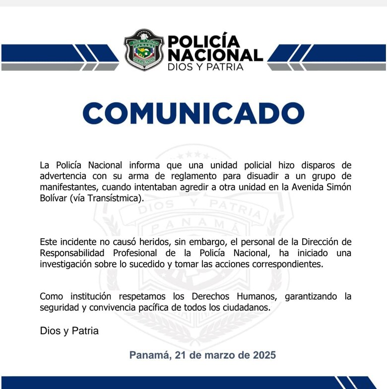 Abren investigación luego que agente de la Policía realizó disparos al aire en medio de la protesta en la Universidad