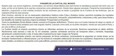 Cámara de Comercio calcula que 12 mil personas llegarán del exterior para la VII Cumbre