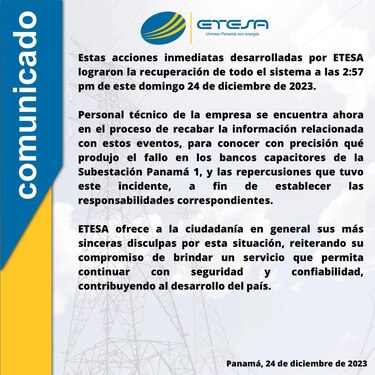 Se restablece el servicio eléctrico en el país