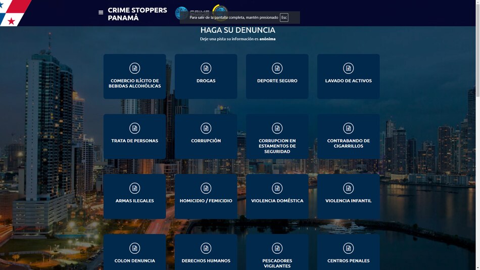 Reactivan página web para difusión y denuncia anónima de ‘los más buscados de Panamá’
