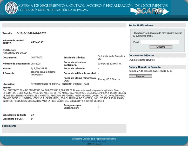 Los contratos con Hombres de Blanco no tienen refrendo, pero el Minsa se prepara para pagarle $5.4 millones