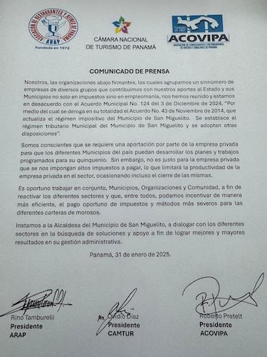 Comerciantes y operadores de turismo rechazan nuevo régimen impositivo en San Miguelito