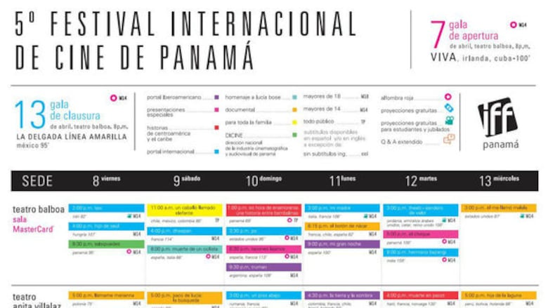 Vea aquí el horario de todas las películas del Festival Internacional de Cine de Panamá