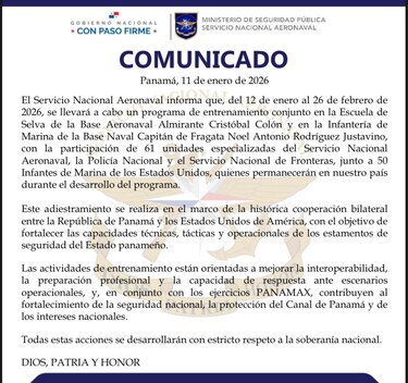 Estados Unidos despliega 50 marines para entrenamiento con fuerzas panameñas