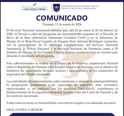 Estados Unidos despliega 50 marines para entrenamiento con fuerzas panameñas