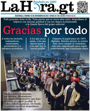Diario ‘La Hora’ de Guatemala publica su última versión impresa