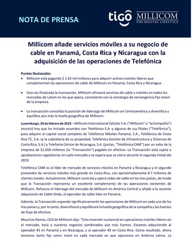Telefónica vende sus negocios de Panamá a Millicom