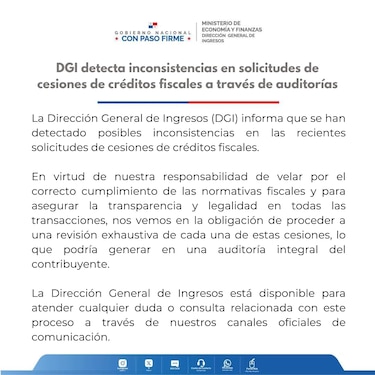 DGI detecta inconsistencias y realizará una revisión exhaustiva a solicitudes de cesiones de créditos fiscales