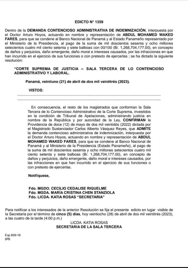 La Corte tramitará la demanda millonaria de Abdul Waked contra el BNP: la apelación del Estado fue rechazada