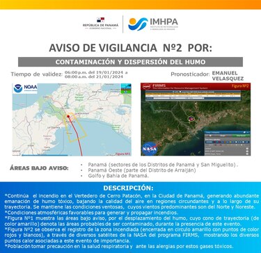 El Imhpa emite aviso por contaminación y dispersión de humo tóxico