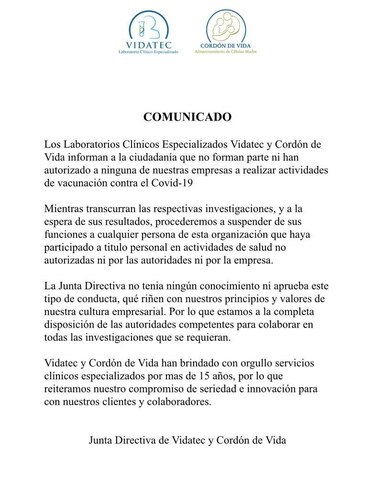 Cortizo cataloga de ‘tontas y brutas’ a quienes se vacunan en centros clandestinos; Vidatec y Cordón de Vida separan del cargo a la gerente
