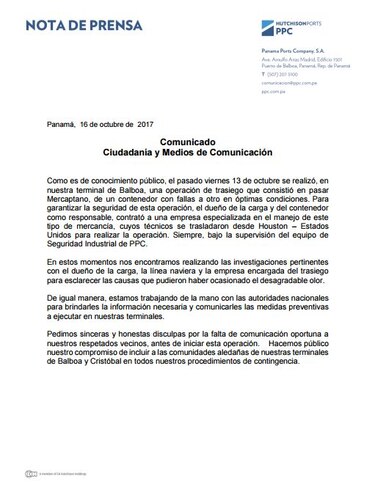 Esta es la reacción de la Junta Comunal de Ancón y de otras entidades por la fuga de gas en PPC