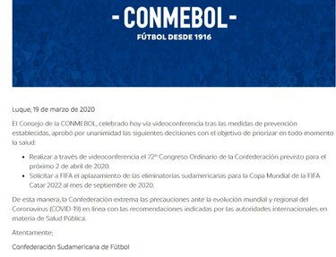Sudamérica plantea iniciar sus eliminatorias mundialistas en septiembre