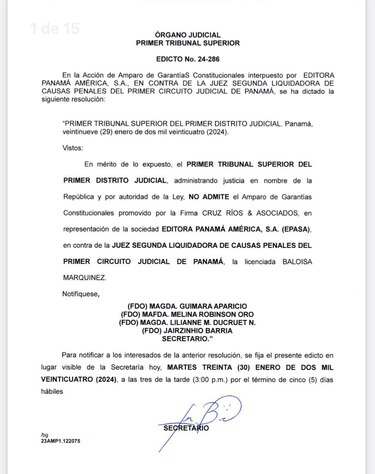Tribunal Superior mantiene la orden de disolver las sociedades tenedoras de las acciones de Epasa
