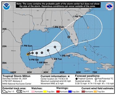 Milton se convierte en huracán y se fortalecerá hasta impactar en Florida el miércoles