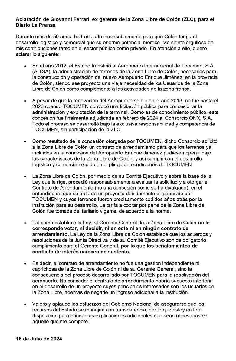 ‘Los señalamientos de conflicto de interés carecen de sustento’, dice Giovanni Ferrari sobre la concesión a favor de sus hijos
