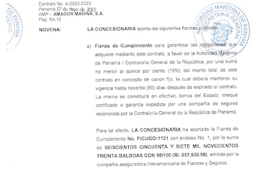 La concesión de Amador Marina sigue viva: la empresa presenta fianzas para dar continuidad a su contrato