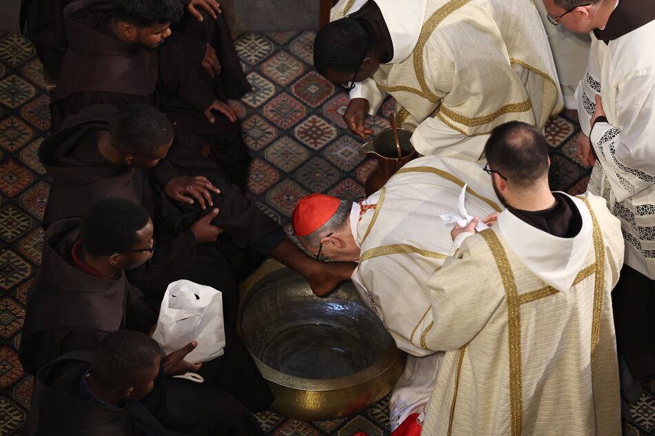 Así se vivió en Jerusalén el lavatorio de los pies durante el Jueves Santo