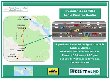 Extienden horario de inversión de carriles en la vía Centenario