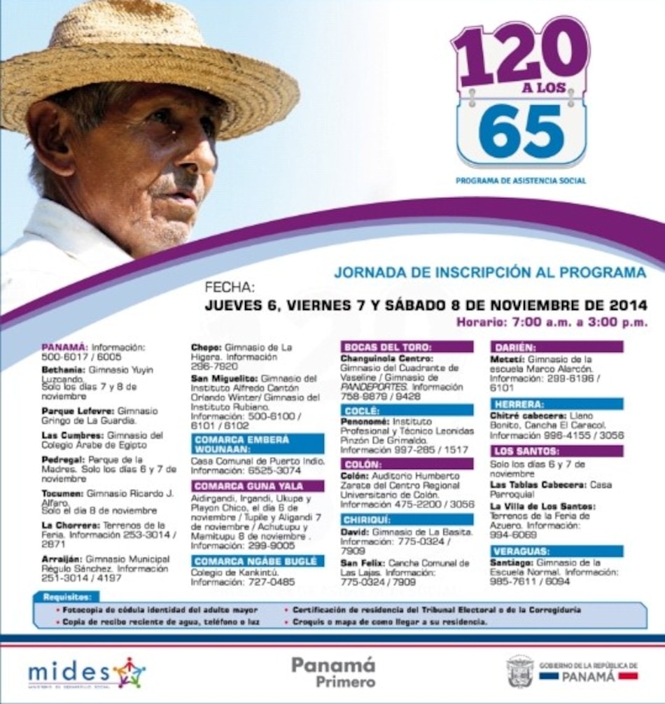Estos son los requisitos para inscribirse en el programa '120 a los 65'