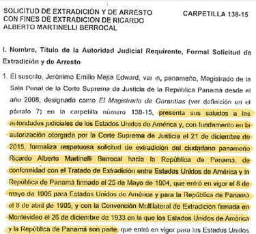 Ricardo Martinelli es requerido en extradición por cuatro delitos