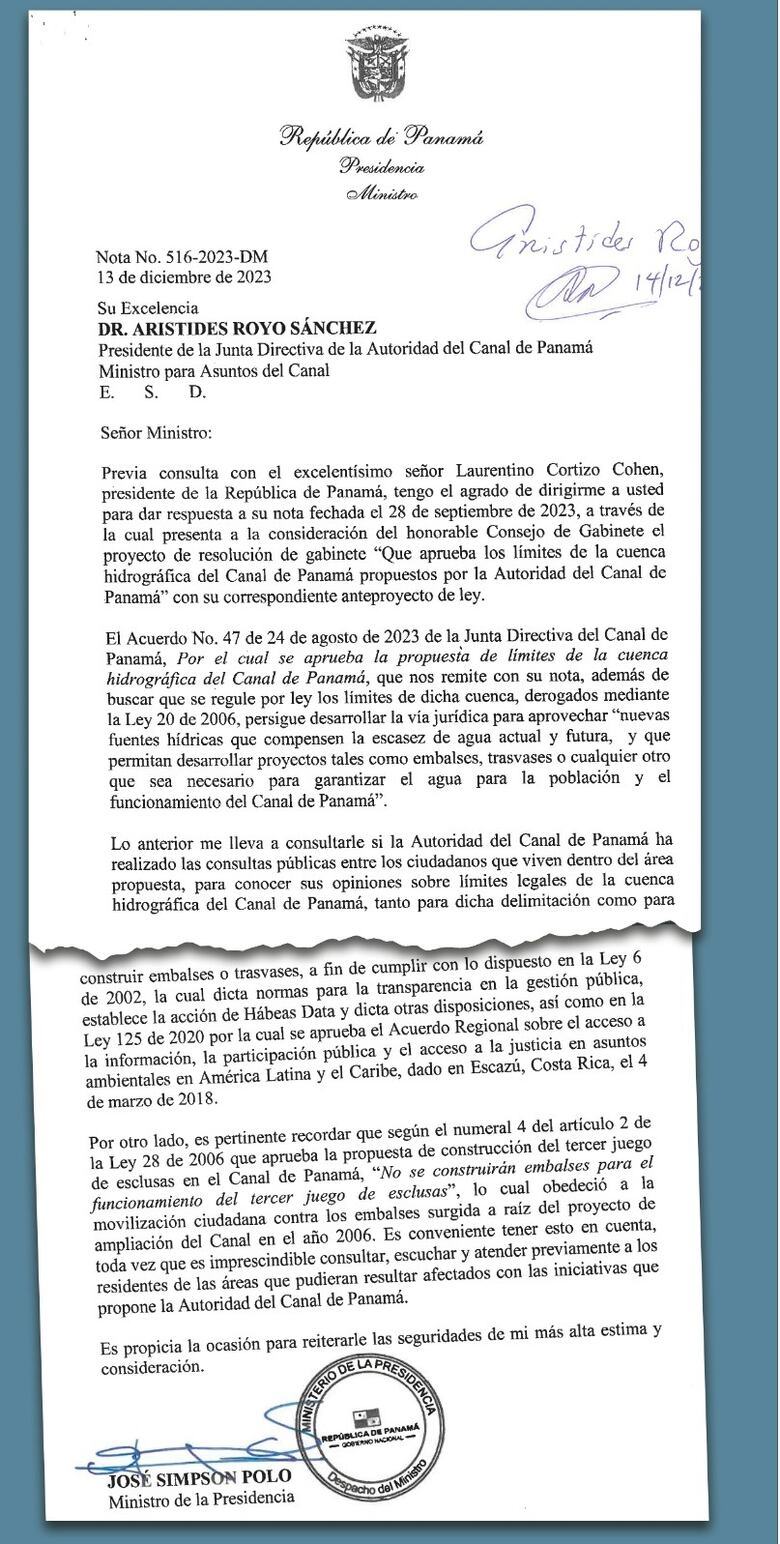 Presidencia evita tomar postura en crisis hídrica y cuestiona a la ACP