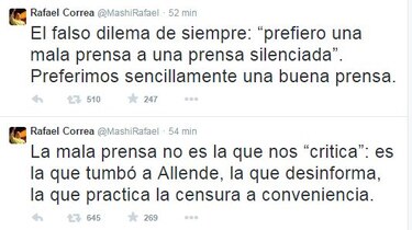 Rafael Correa dice que la prensa latinoamericana 'es mala'