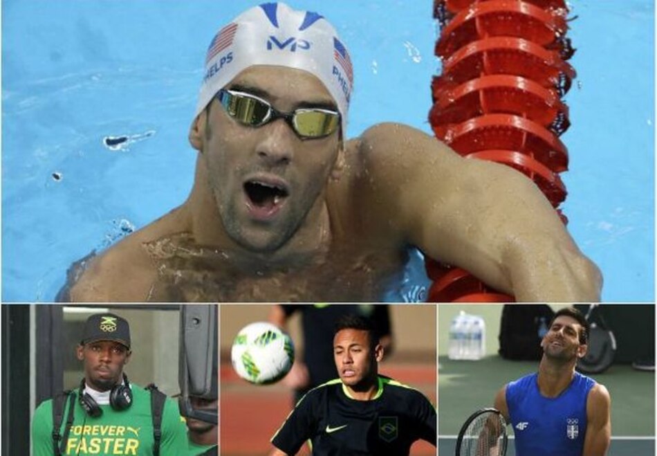 Los reflectores están sobre Bolt, Phelps, Neymar y Djokovic