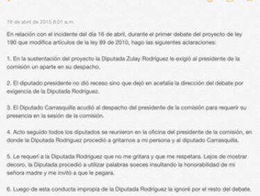 Piden a la Comisión de Credenciales que frene conducta de Zulay Rodríguez
