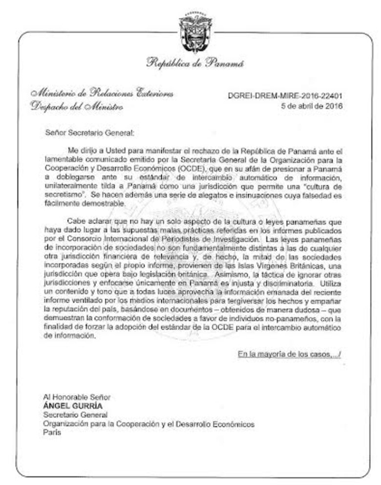 Panamá apoyará a los gobiernos que investiguen la evasión fiscal