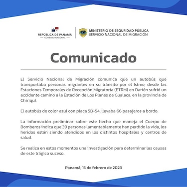 Sube a 39 la cifra de muertos tras accidente de bus con migrantes en Gualaca, Chiriquí