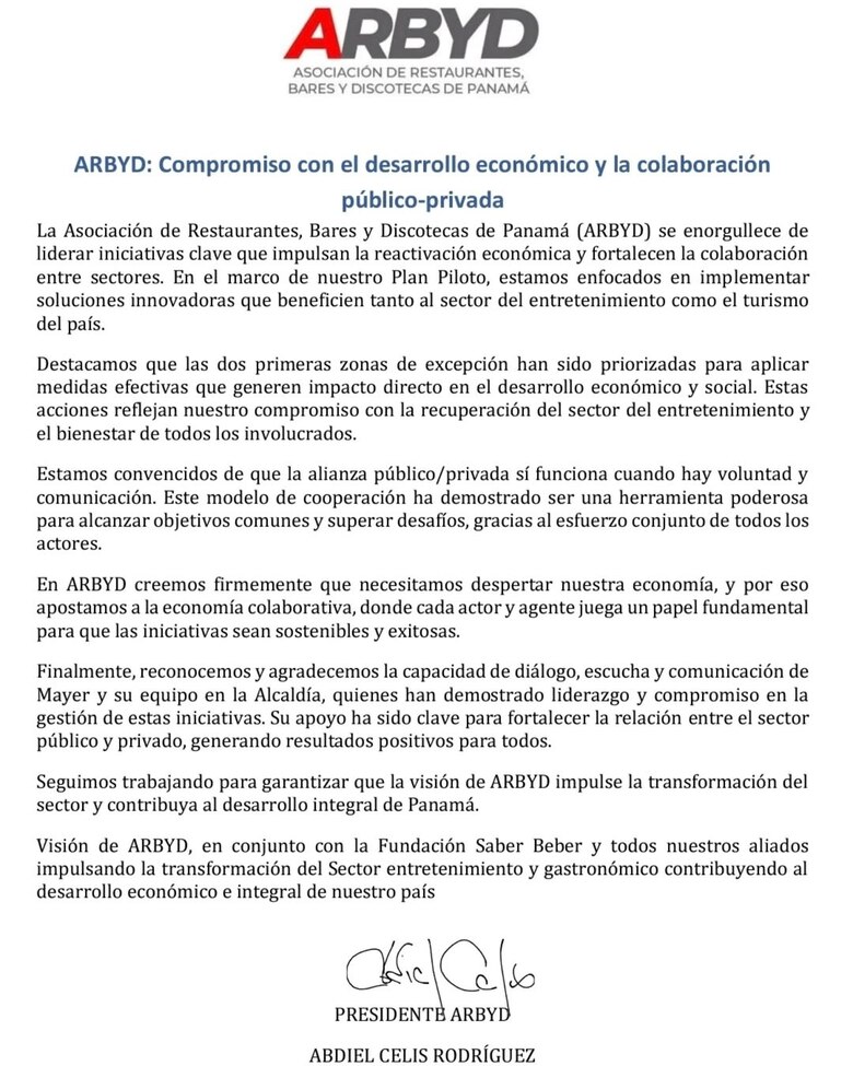 Arbyd respalda modificación de la ‘ley zanahoria’ aprobada por el alcalde Mayer Mizrachi