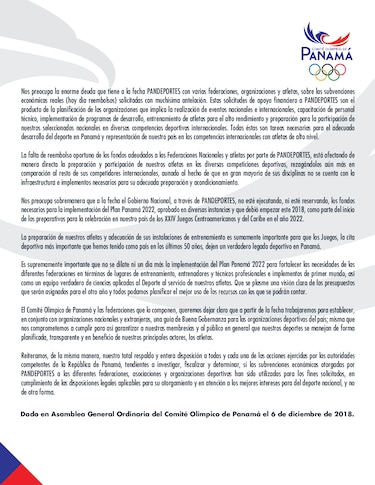 Comité Olímpico manifiesta 'profunda preocupación por la grave crisis' en el deporte