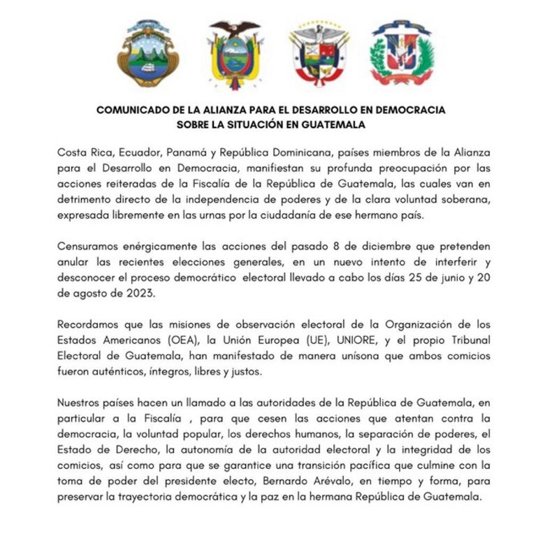 Panamá se suma a las voces que censuran los intentos de anular las elecciones de Guatemala