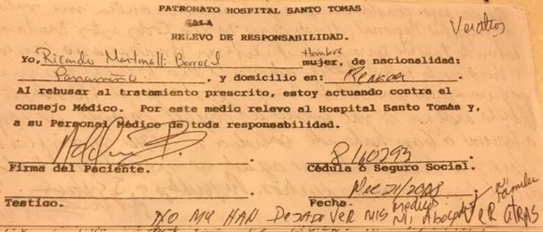 Martinelli ya está en El Renacer, al negarse a unos estudios en el Hospital Nacional, dice Sistema Penitenciario