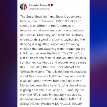 Polémica en el Super Bowl LX: Trump tilda de ‘terrible’ el show de medio tiempo de Bad Bunny