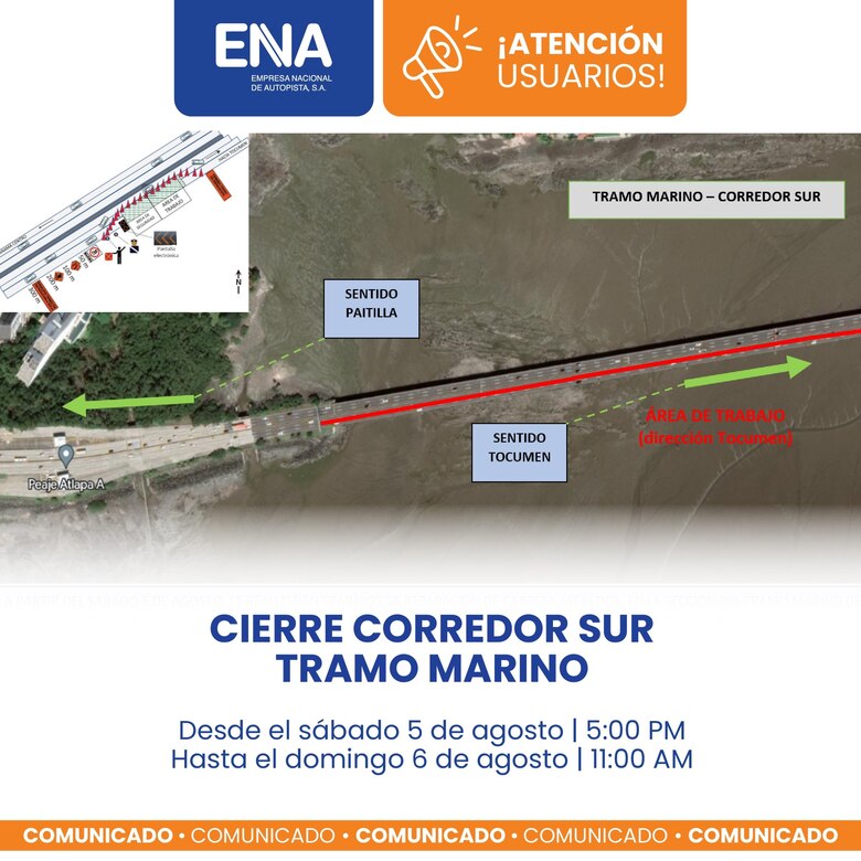 El tramo marino del corredor Sur estará cerrado este fin de semana durante unas 18 horas