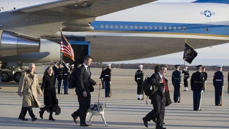 El fiel perro de Bush lo acompaña en su último viaje a Washington